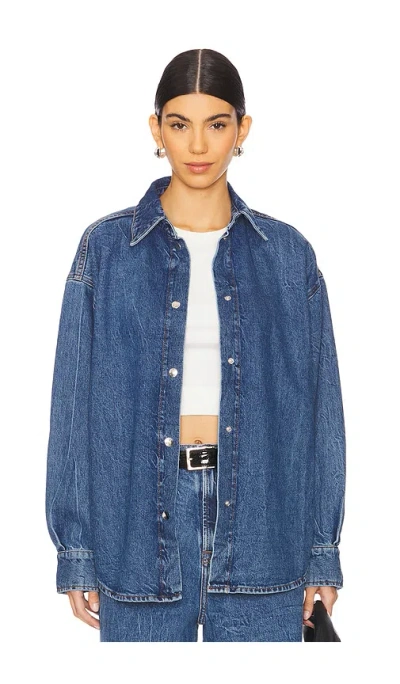 Rohe Denim Oversized Shirt In Mid Denim Blue