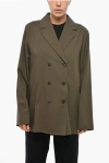 Rohe Double-breasted Pocketless Unlined Blazer In Green