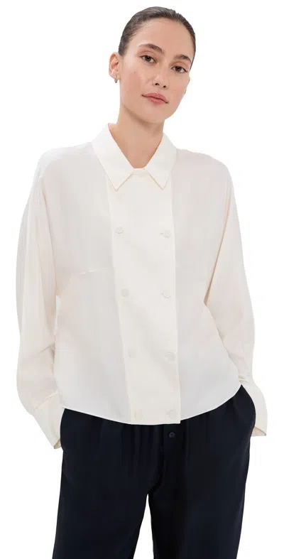 Rohe Double Breasted Silk Top Cream In Neutral