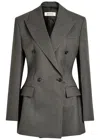 Rohe Double-breasted Stretch-wool Blazer In Gray