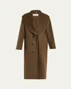 Rohe Double-breasted Scarf-detailed Layered Wool Coat In Brown