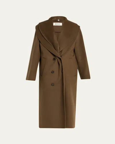 Rohe Double-face Wool Scarf Coat In Brown