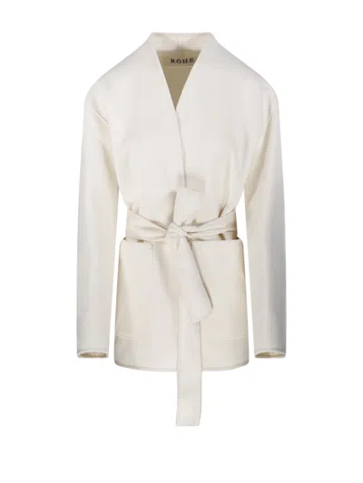 Rohe Double Faced Kimono Style Jacket In White