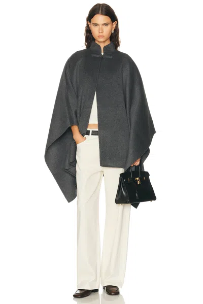 Rohe Double Faced Wool Pankou Closure Poncho In Dark Grey Melange