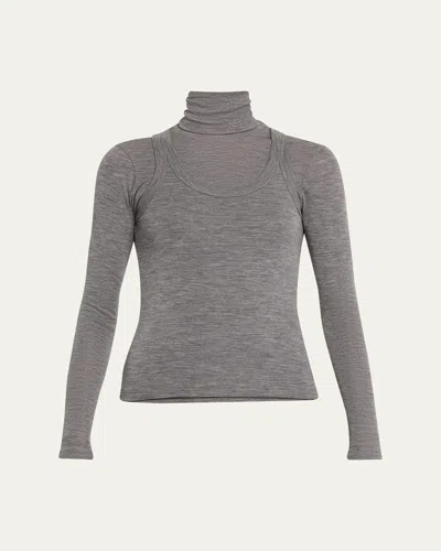 Rohe Double-layer Merino Jersey Turtleneck In Gray