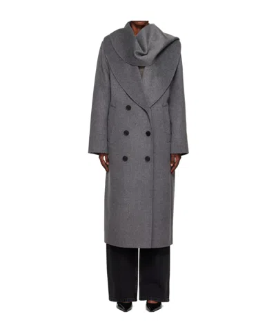 Rohe Double-sided Scarf Collar Coat In Gray