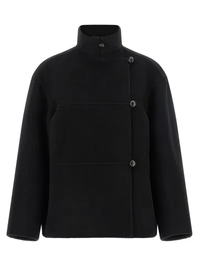 Rohe Double Wool Coat In Black