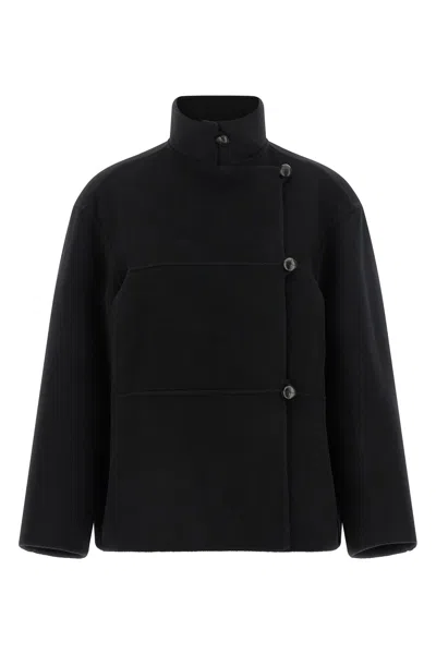 Rohe Double Wool Coat In Black