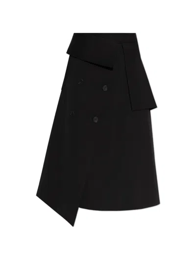 Rohe Double-breasted Asymmetrical Midi Skirt In Black