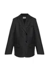 Rohe Double-breasted Herringbone Blazer In Gray
