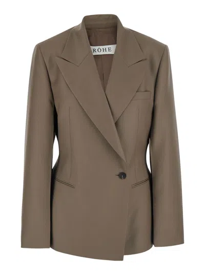 Rohe Róhe Double-breasted Virgin Wool Blazer In Brown