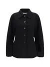 Rohe Double-faced Wool Sculptural Sleeve Jacket With Cinched Waist And Four-button Closure In Black