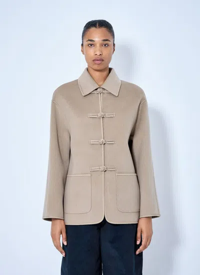 Rohe Double-faced Wool Pankou Closure Jacket In Beige