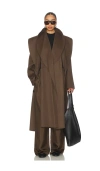 Rohe Double-breasted Scarf-detailed Layered Wool Coat In Brown