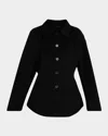 Rohe Double-faced Wool Sculptural Sleeve Jacket With Cinched Waist And Four-button Closure In Black