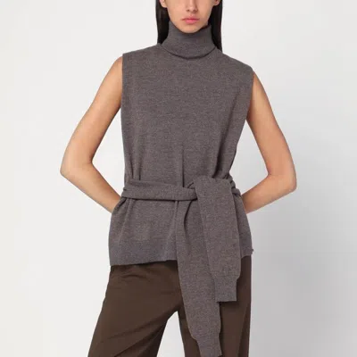 Rohe Róhe  Double-layer Taupe Mélange Sweater In Brown