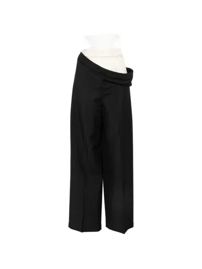 Rohe Double-waistband Wide-leg Trousers In Black