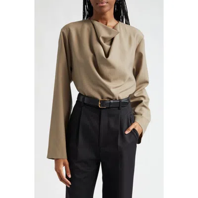 Rohe Róhe Drape Virgin Wool Top In Khaki