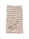 Rohe Draped Checked Linen Midi Skirt In Multi