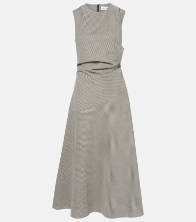 Rohe Draped Checked Wool-blend Maxi Dress In Black