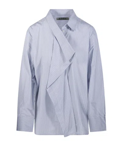 Rohe Róhe Draped Collar Stripe Shirt In Blue
