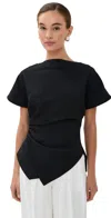Rohe Asymmetrical Draped Top In Black