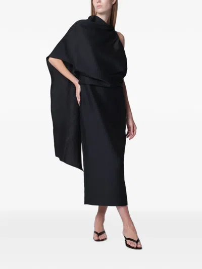 Rohe Draped Open-back Midi Dress In Black