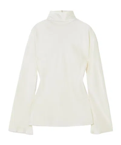 Rohe Draped Satin Turtleneck Top In Neutral