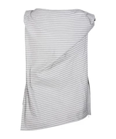 Rohe Róhe Draped Stripe Top In White