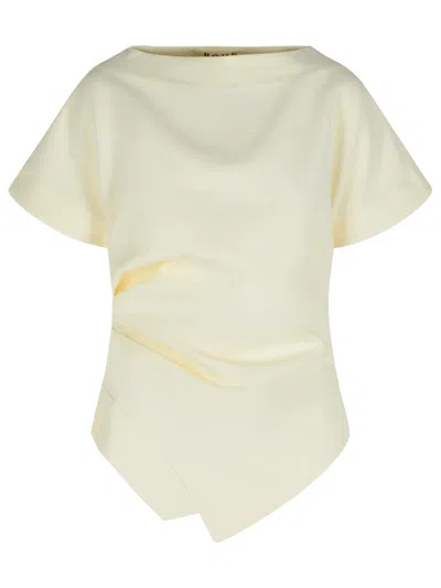 ROHE DRAPED T-SHIRT IN WHITE VISCOSE BLEND