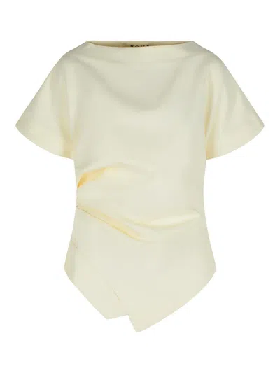 ROHE DRAPED T-SHIRT IN WHITE VISCOSE BLEND