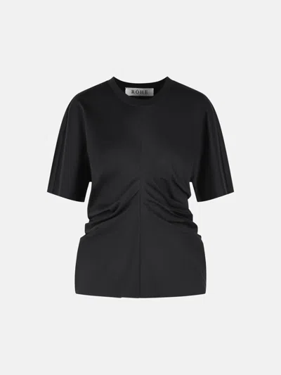 Rohe Draped T-shirt In Black Cotton Blend