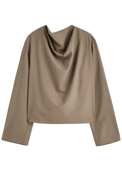 Rohe Draped Wool Top In Khaki