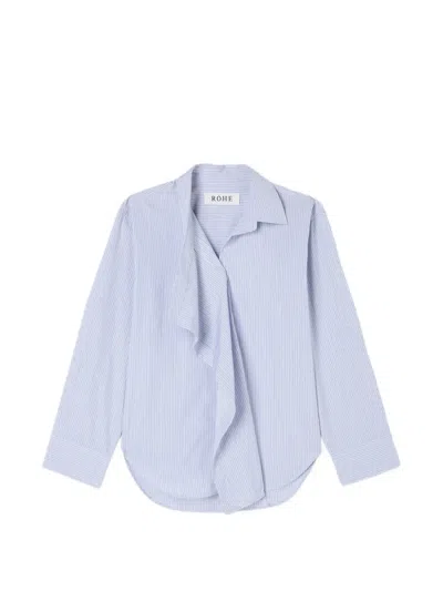 Rohe Draped-panel Striped Shirt In Blue