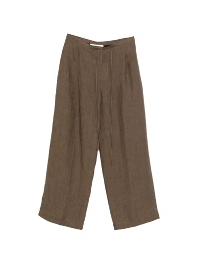 Rohe Drawstring Pleat Trousers In Brown