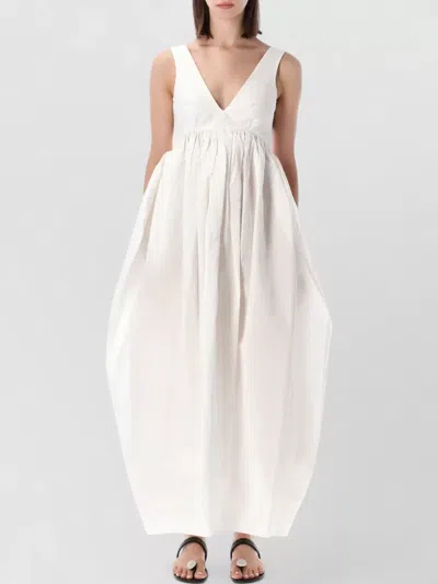 Rohe Dress Gathered Waist Maxi Length Open Back In White