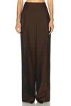 Rohe Dual Tone Pique Pleated Trouser In Brown