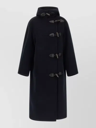 Rohe Duffle Reversible Coat Hooded Long Oversized In Black