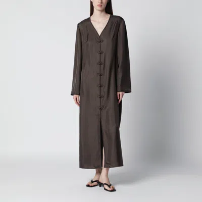 Rohe Róhe Earthtone Silk Dress With Pankou Closure In Brown