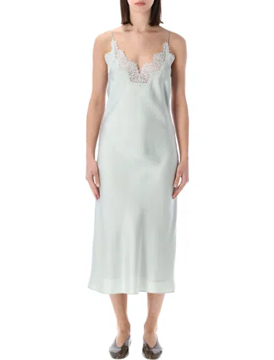 Rohe Elegant Midi Slip Dress With Delicate Applique In Green