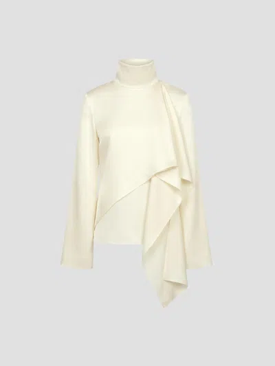 Rohe Elegant Silk Gathered Style Top In Cream