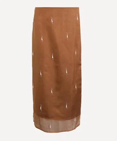 Rohe Róhe Embellished Double Layered Mini Skirt In Cognac