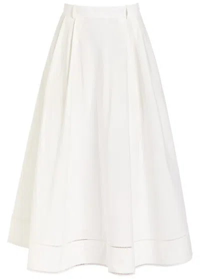 Rohe Embroidered Cotton-poplin Midi Skirt In White