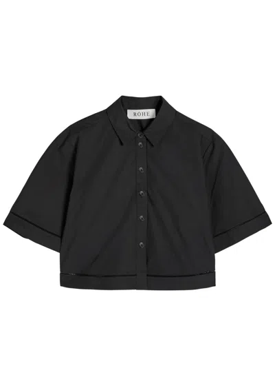 Rohe Embroidered Cotton-poplin Shirt In Black