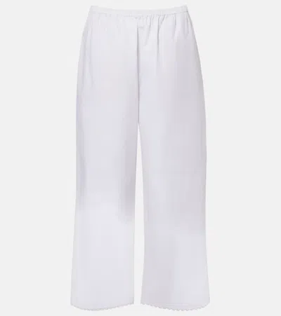 Rohe Embroidered Cotton-poplin Wide-leg Pants In White
