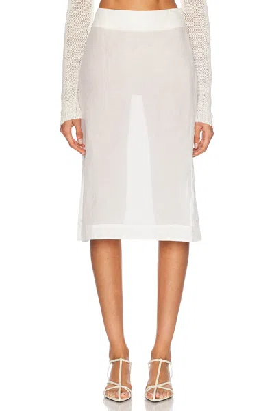 Rohe White Embroidered Organza Midi Skirt