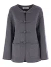 Rohe Mandarin Double Faced Wool Jacket Mid Grey Melange In Gray