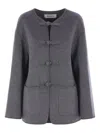 Rohe Mandarin Double Faced Wool Jacket Mid Grey Melange In Gray