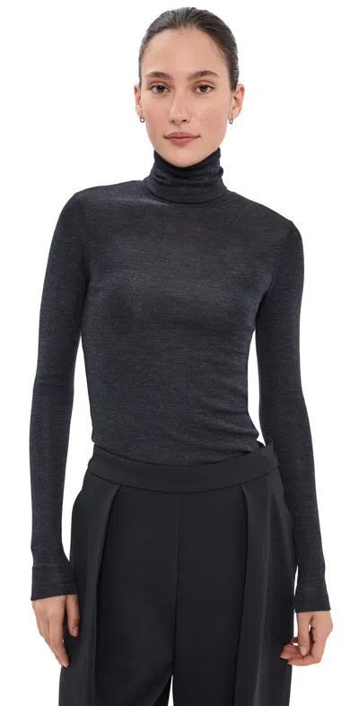 Rohe Fine Merino Turtle Neck Top Anthracite Melange In Black