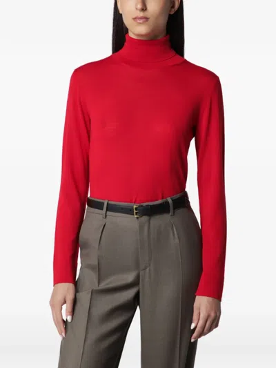 Rohe Knitwear Turtleneck Long Sleeves Ribbed Cuffs Hem In Red